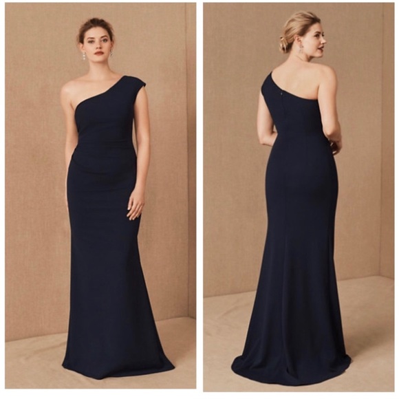 BHLDN Gerri One-Shoulder Crepe Dress Gown - Picture 5 of 9